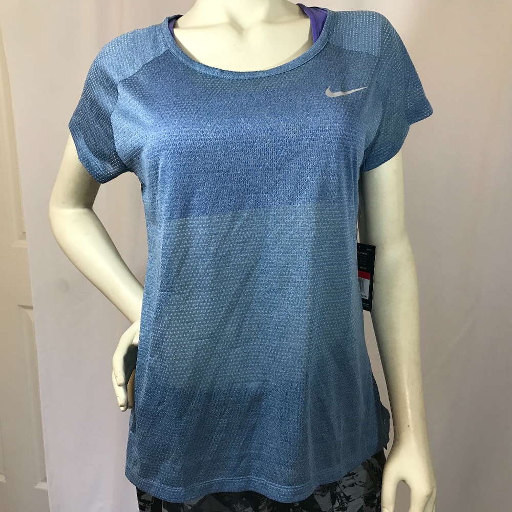 Nike Breathe Short Sleeve Mesh Running Top Dri Fit